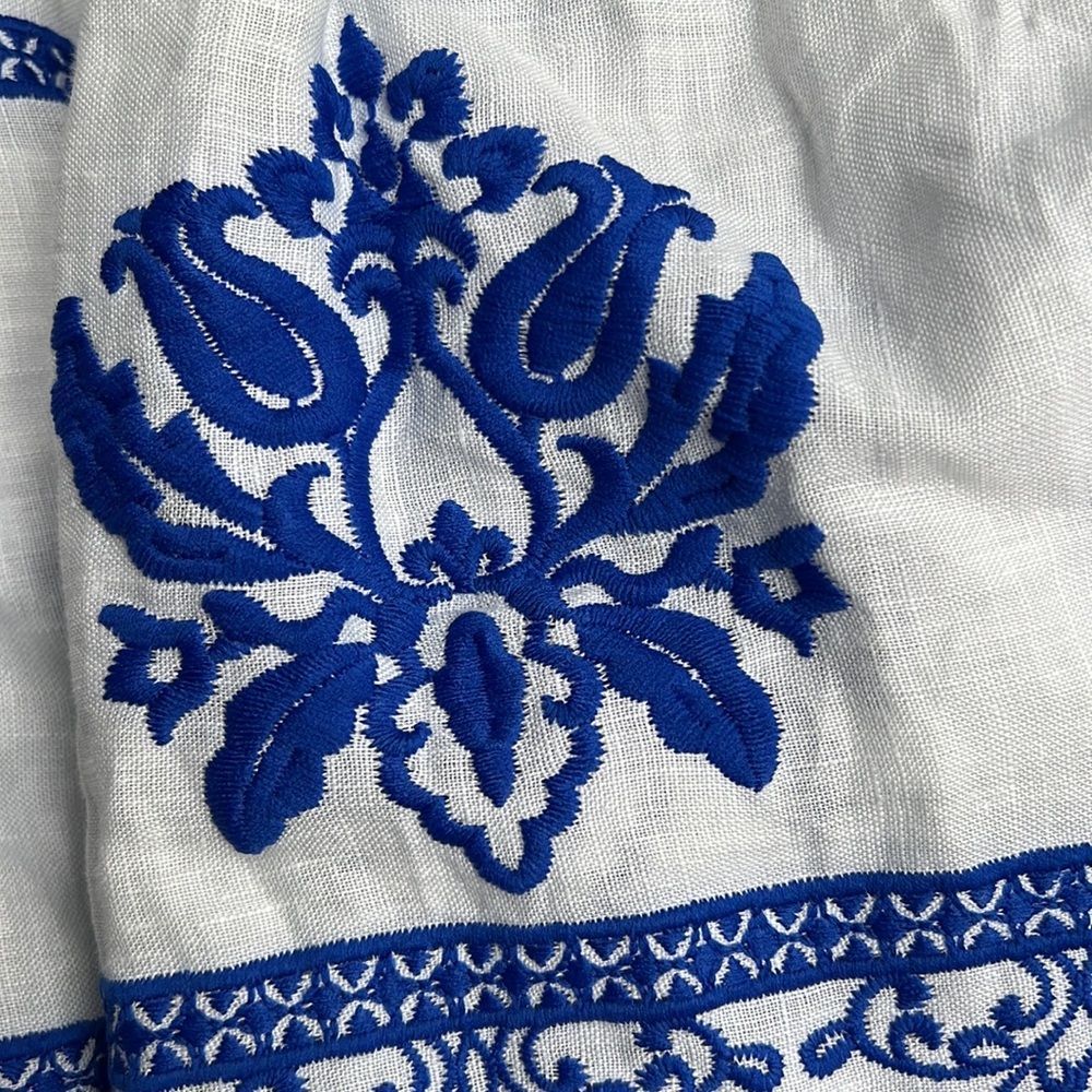 Zara Embroidered Blue and White Midi Skirt - Picture 11 of 16